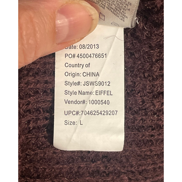 3-FOR-$30 Jessica Simpson Sz L Oversize Sweater Pearl Details Maroon Acrylic - Picture 7 of 10